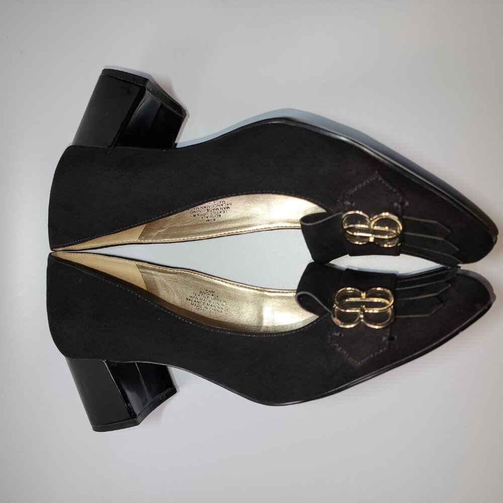 Bandolino Women's Black Suede & Patent Leather Chunk Heals Classic US Size 8.5 - Picture 7 of 10
